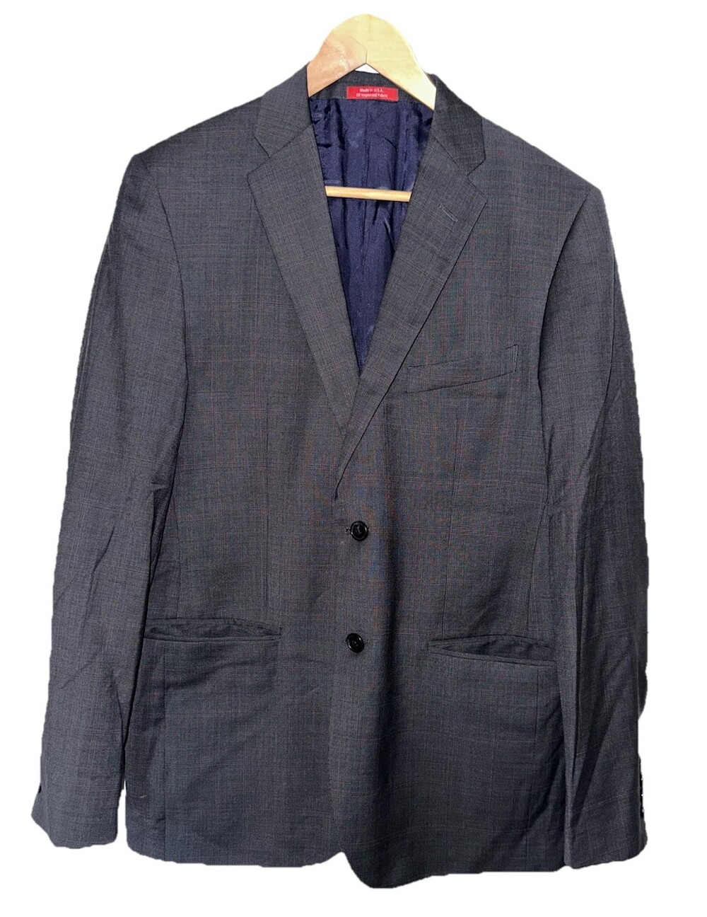 Ermenegildo Zegna Cloth Mens Gray Plaid 2 Btn 2 Vent Check Blazer Sz 40 R Wool